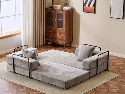 Convertible Floor Sofa Bed With Pillow Back Support Armrest