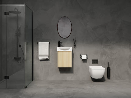 Modern Bathroom Vanity With Ceramic Basin, Wall Mounted Floating Sink Combo, Storage Cabinet