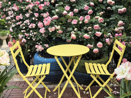 3 Piece Patio Bistro Set Of Foldable Round Table And Chairs