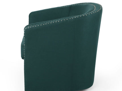 Modern Upholstered Swivel Club Chair With Nailhead Trim