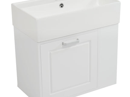 Modern Wall Mounted Bathroom Vanity With Sink, Soft Close Drawer, Adjustable Shelf, Toilet Paper Holder