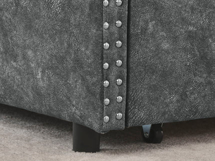 Upholstered Tufted Daybed With 2 Drawers, Waved Arms