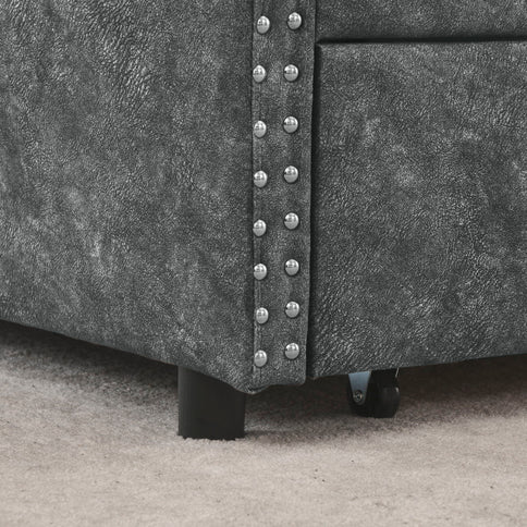 Upholstered Tufted Daybed With 2 Drawers, Waved Arms