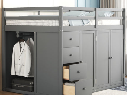 Loft Bed With Built In Wardrobes, Cabinets And Drawers