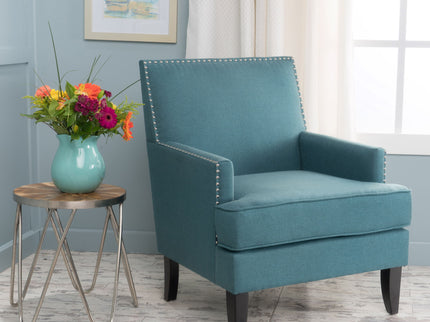 Serenada - Upholstered Fabric Club Chair With Nailhead Trim And Tapered Birch Legs