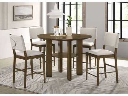 Crispin - 5 Piece Counter Height Dining Set With Upholstered Chairs - Brown