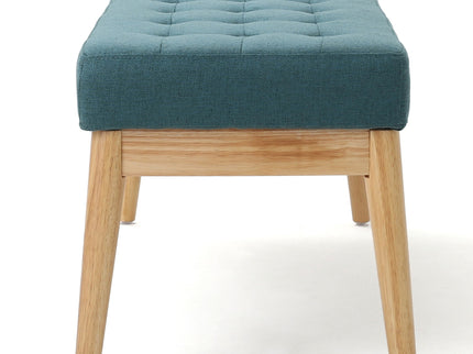 Vibratory - Button Tufted Upholstered Ottoman With Splayed Wooden Legs - Teal / Natural