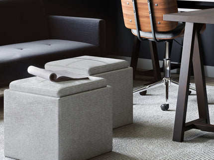 Rockwood - Upholstered Cube Storage Ottoman With Tray
