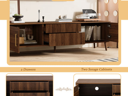TV Stand With 2 Drawers, Media Console Table - Walnut