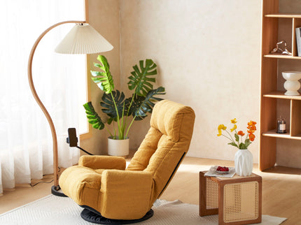 Adjustable Swivel Lounge Chair With 360 Degree Rotating Seat And Headrest Support