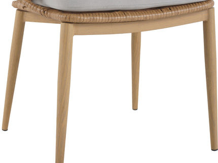 Kirk - Outdoor Wicker Peacock Shape Papasan Style Chair, Teak Finished Leg (Set of 2) - Beige / Light Brown / Light Teak