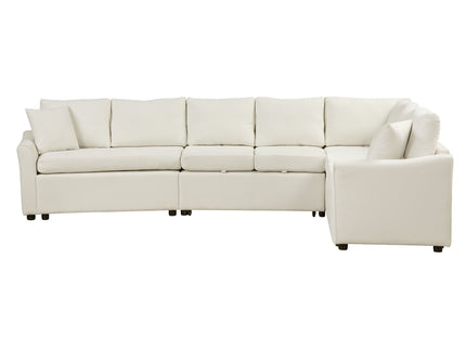L-Shaped Sofa Convertible Sofa Bed Pull Out Sofa Sleeper With Two Back Pillows, Two USB Ports And Two Power Sockets For Living Room