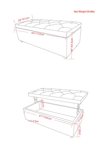 Hamilton - Upholstered Lift Top Rectangular Storage Ottoman