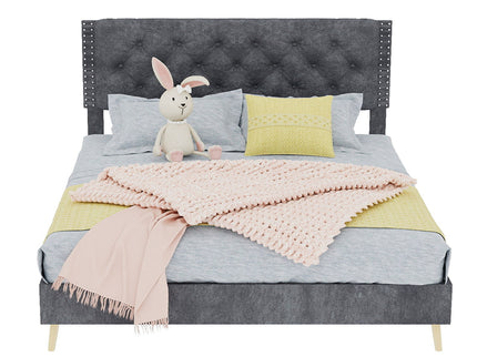 Upholstered Bed With Tufted Headboard