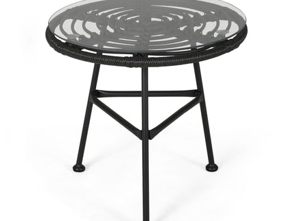 Petrichor - Outdoor Side Table With Tempered Glass And Steel Frame