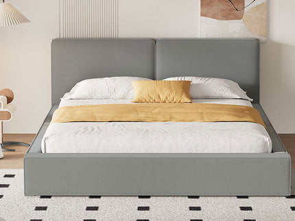 Upholstered Platform Bed, Grounded Bed With Solid Frame