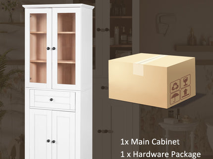 Bathroom Storage Cabinet, Adjustable Shelves & Drawer, Freestanding Tower