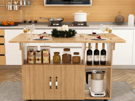 Multi Functional Folding Table With Storage Shelves And Wheels
