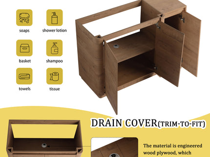 Freestanding Bathroom Vanity With Sink, 1 Small Storage Cabinet, Soft Close Door