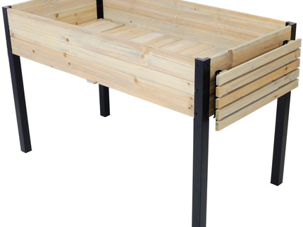 Raised Garden Bed With Metal Legs And Folding Storage Shelf