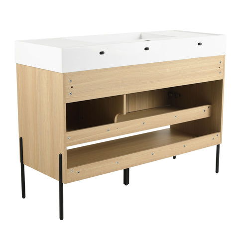 Modern Bathroom Vanity Combo With Single Resin Sink And Storage Cabinet