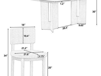 Dining Table Set With 6 Upholstered Chairs, Rectangular Table With Cutout Legs