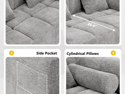 Sectional Free Combined Sofa With 2 Side Pockets
