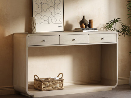 onsole Table With 3 Drawers And Display Shelf