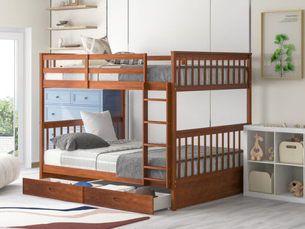 Bunk Bed With Ladders And 2 Storage Drawers