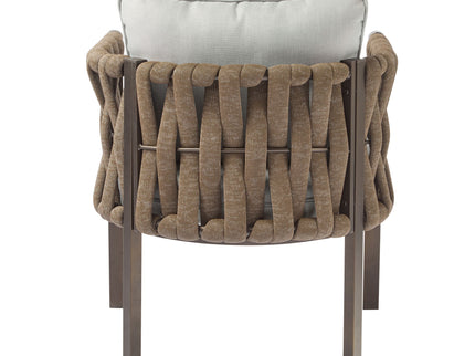 2 Pieces Outdoor Metal Patio Club Chair, Patio Furniture Arm Chair With Cushion, Modern Outdoor Furniture Deep Seating For Porch, Garden, Backyard, Balcony - Brown / Light Gray