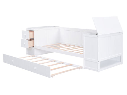 Daybed With Storage Arms, Trundle And Charging Station