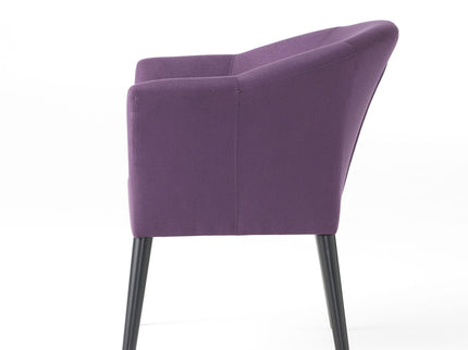 Fabric Arm Chair With Wooden Legs And Cushioned Seat - Plum