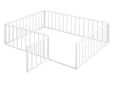 Metal Floor Bed Frame With Fence And Door