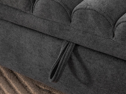 Wide Modern Upholstered Storage Bench With Rolled Armrest