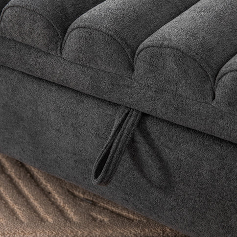 Wide Modern Upholstered Storage Bench With Rolled Armrest