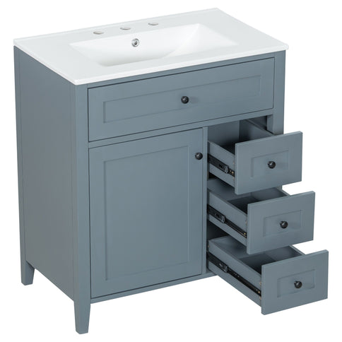 Bathroom Vanity With Sink, 3 Drawers And Adjustable Shelf
