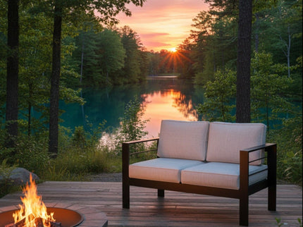 Patio All-Weather Loveseat With Thick Cushions