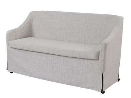 Slip Covered Settee With Casters - Beige