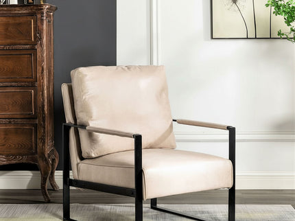 Classic Mid Century Modern Accent Chair With Durable Square Metal Frame, Armchair