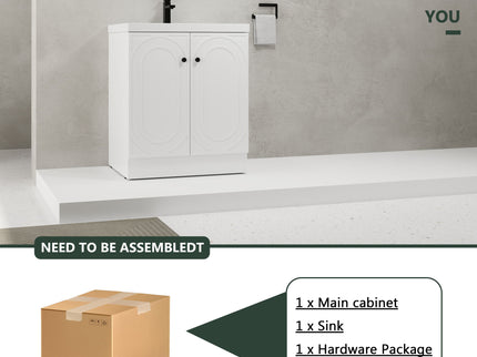 Contemporary Freestanding Bathroom Vanity With Resin Sink & Soft-Close Cabinet Doors