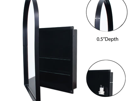 Arched Recessed Medicine Cabinet, Metal Framed Bathroom Wall Cabinet With Mirror And Adjustable Shelves, Wall Mirror With Storage For Bathroom