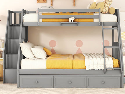 Bunk Bed With Drawers, Ladder And Storage Staircase