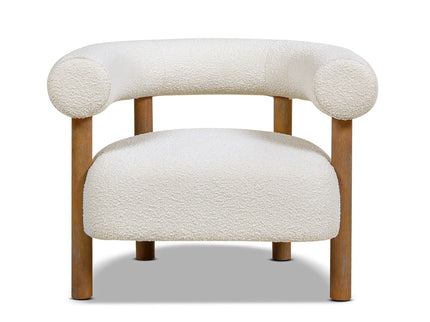 Fuji - Mid Century Modern Barrel Accent Arm Chair - Ivory White