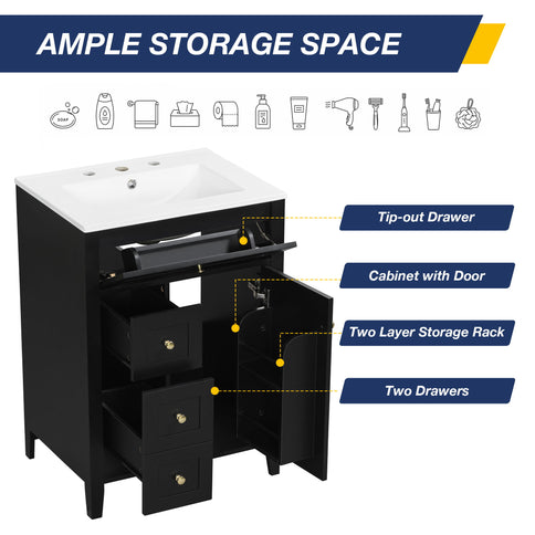 Modern Black Bathroom Vanity With Sink