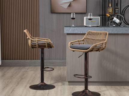 Modern Swivel Bar Stools Adjustable Counter Chairs With Footrest (Set of 2)