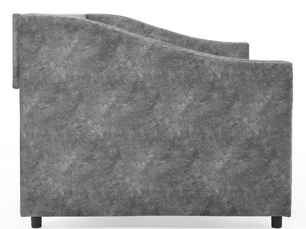 Upholstered Tufted Daybed With Drawers, Waved Arms