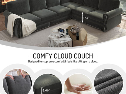 L-Shaped Sofa Couch With Pull-Out Bed