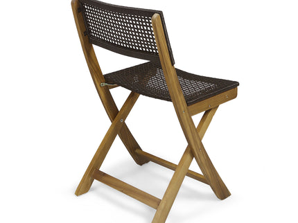 Bistro Foldable Chair With Wicker Backrest