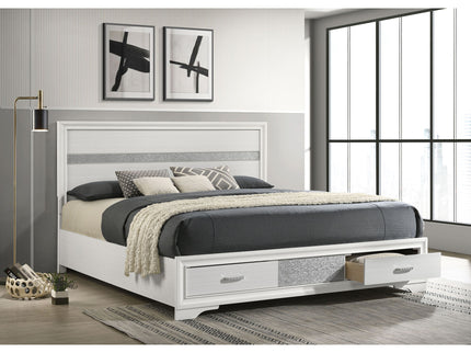California King Storage Platform Bed With 2 Drawer - White