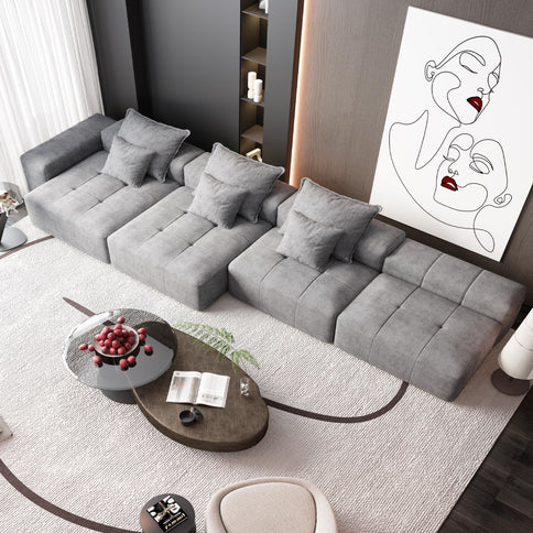 Modern Oversized, Modular Sectional Sofa With Pillows